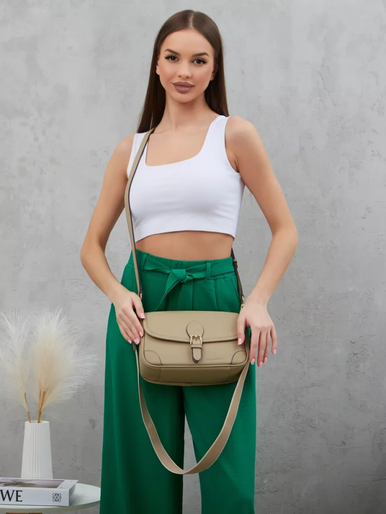 Женская кожаная сумка Paul Rayner beige 6333