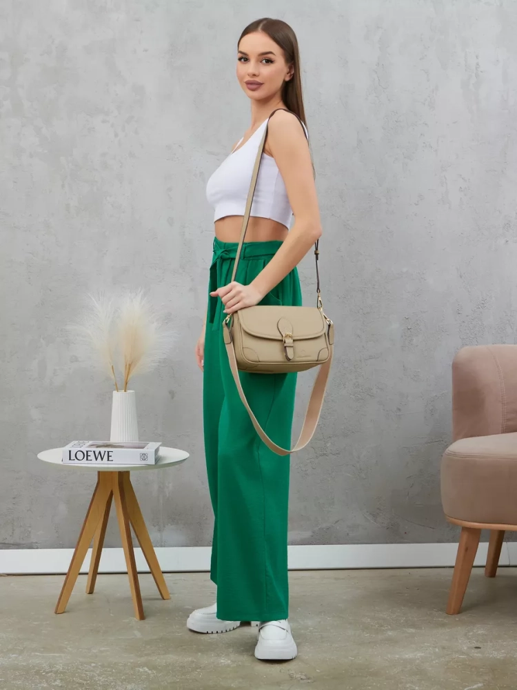 Женская кожаная сумка Paul Rayner beige 6333