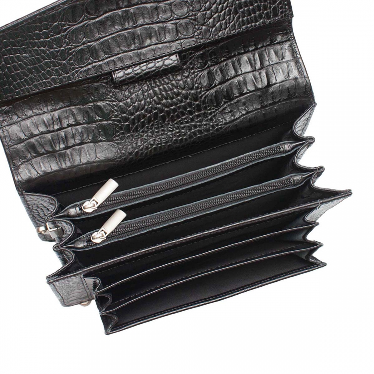 Стильная барсетка мужская из кожи под рептилию Clark Black Caiman