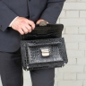 Стильная барсетка мужская из кожи под рептилию Clark Black Caiman
