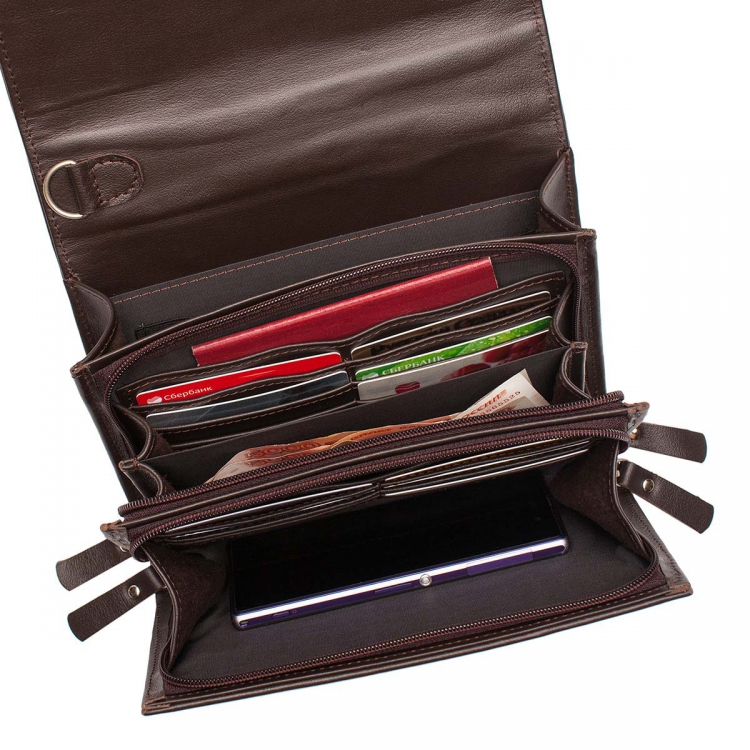 Элегантная коричневая барсетка мужская Evans Brown