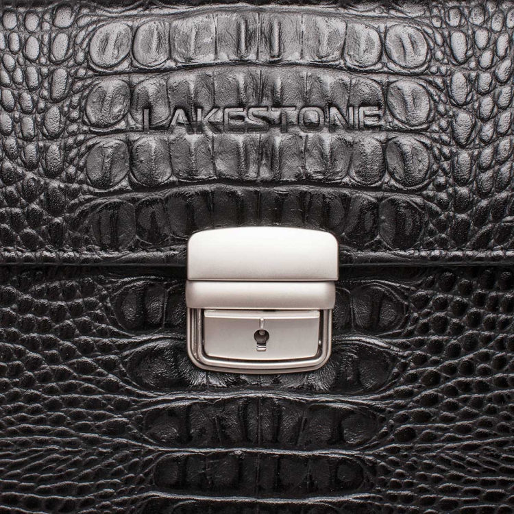 Барсетка мужская из кожи под рептилию Foxcote Black Caiman