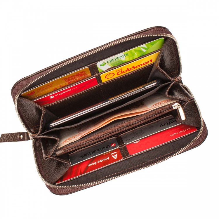 Коричневый мужской клатч на молнии из кожи Arnos Brown 932027/BR