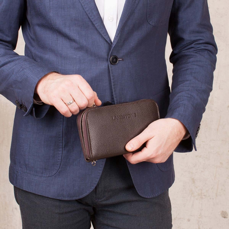 Коричневый мужской клатч на молнии из кожи Arnos Brown 932027/BR