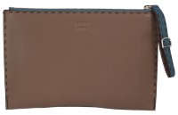 Кожаная папка двухцветная Fendi  хаки темно-бирюзовый