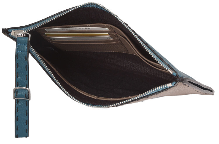 Двухцветная кожаная папка Fendi хаки _8974