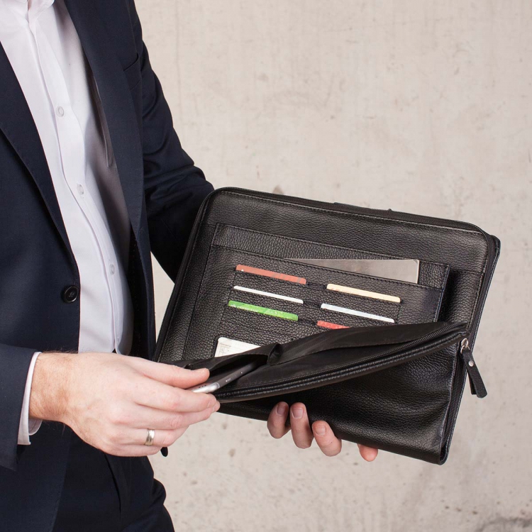 Черная кожаная папка для документов Glenwood Black