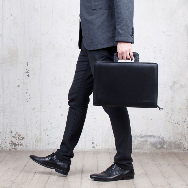 Папка для документов натуральная кожа Elton Black