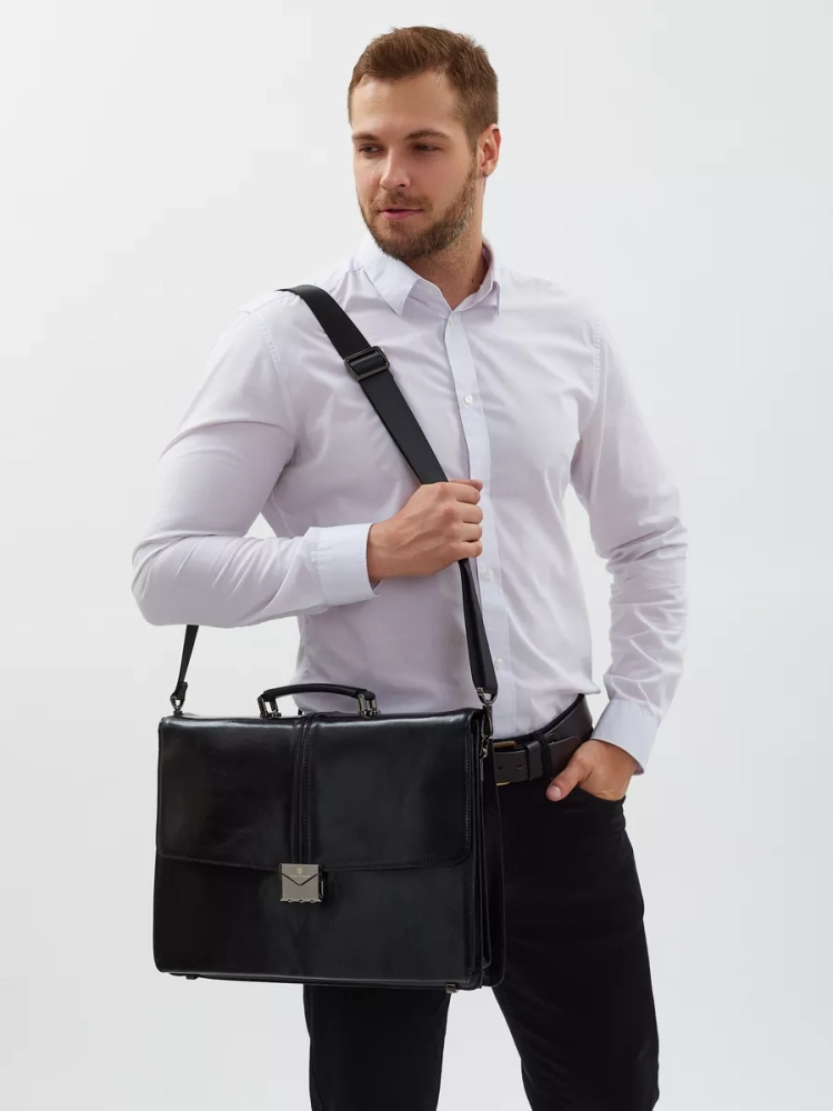 Деловой мужской кожаный портфель для документов и ноутбука с кодовым замком Paul Rayner 1-9504-1