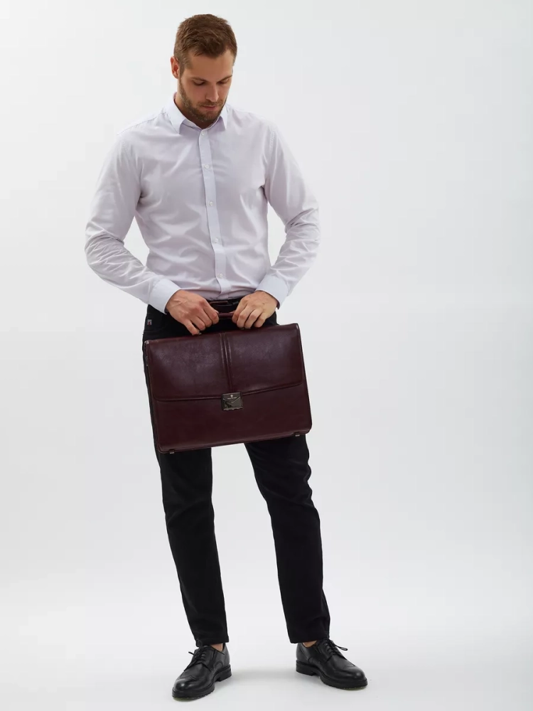 Деловой мужской кожаный портфель для документов и ноутбука с кодовым замком Paul Rayner 1-9504-1