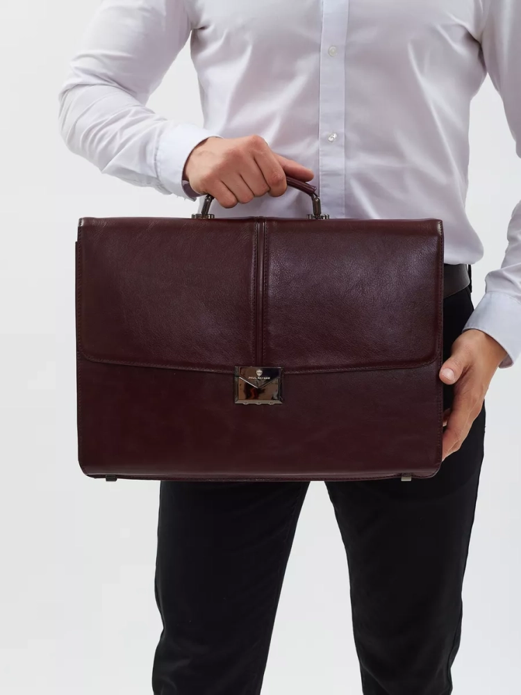 Деловой мужской кожаный портфель для документов и ноутбука с кодовым замком Paul Rayner 1-9504-1