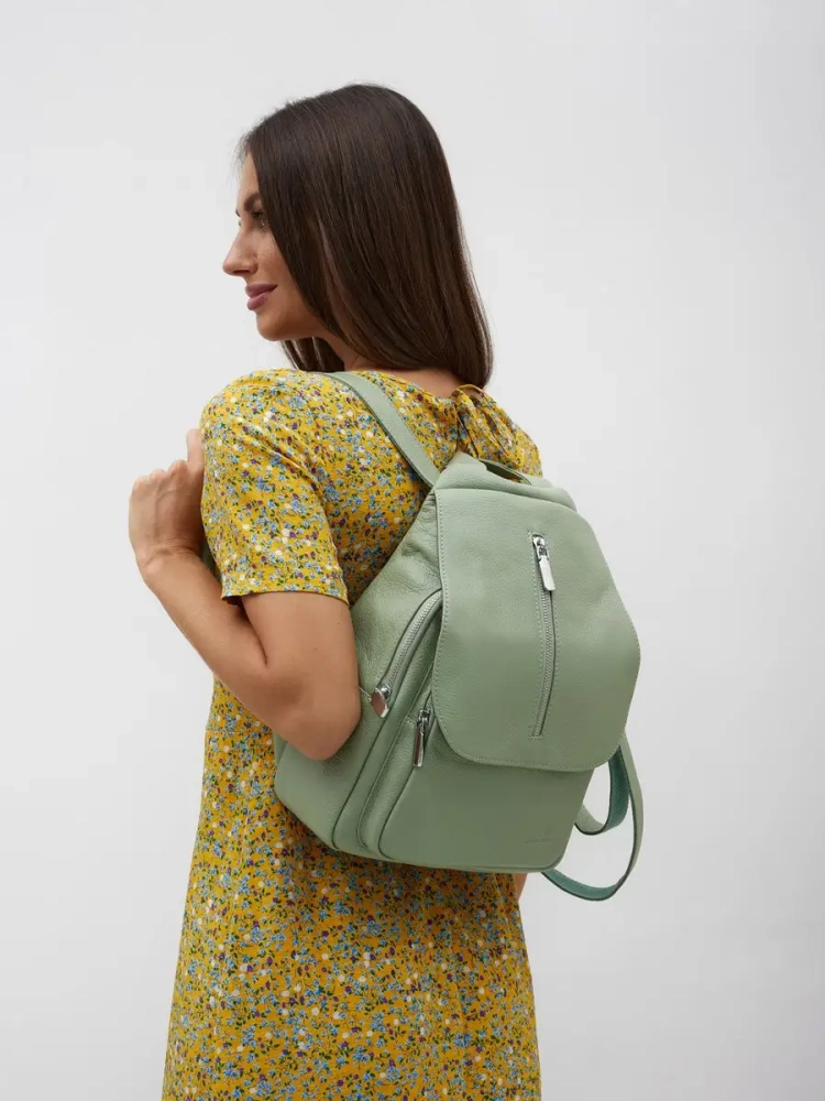 Рюкзак женский кожаный Paul Rayner фисташковый 1031