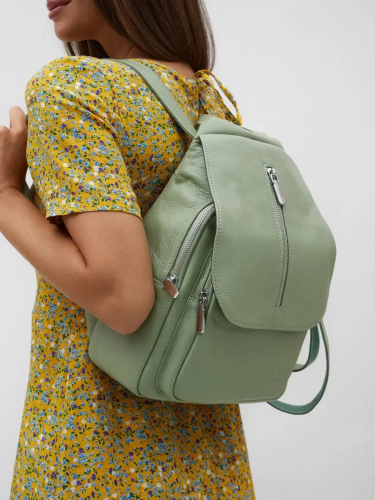 Рюкзак женский кожаный Paul Rayner фисташковый 1031