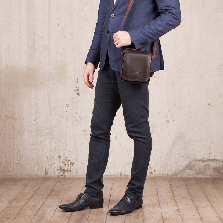 Коричневая маленькая мужская сумка через плечо Parker Brown