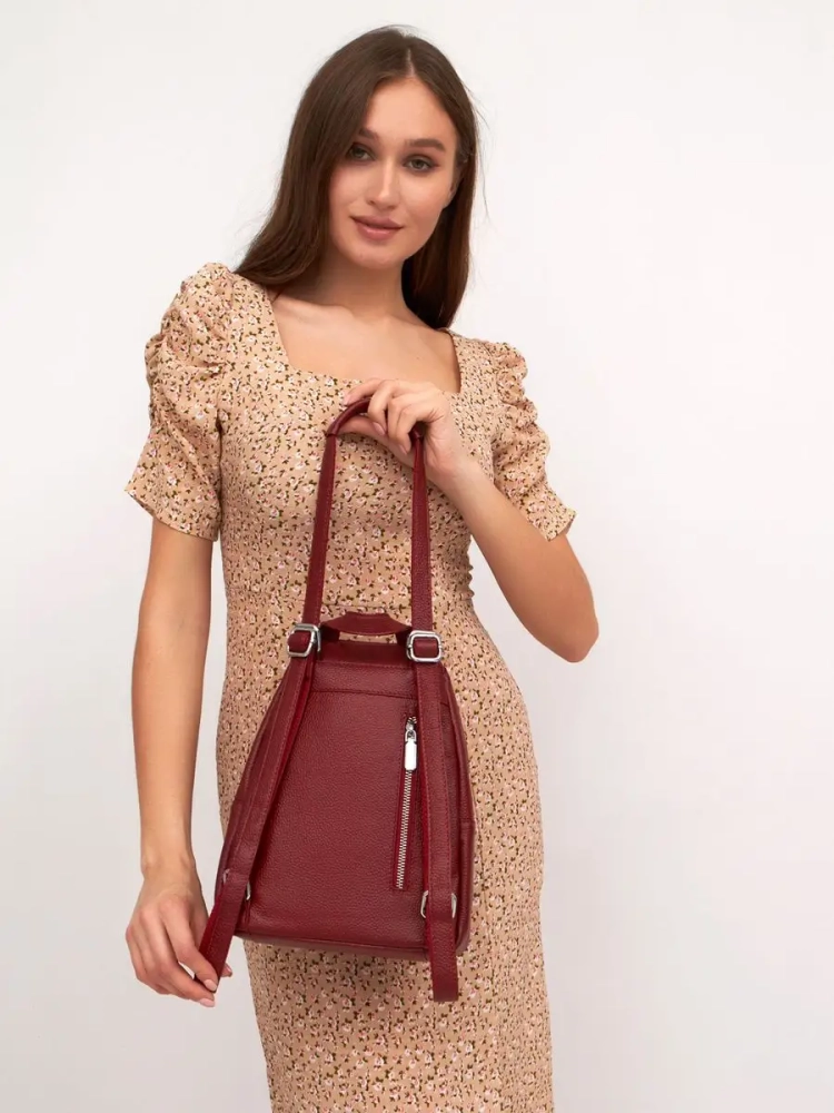 Рюкзак женский кожаный маленький Paul Rayner красный 1031-1