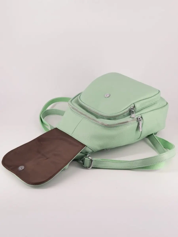 Рюкзак женский кожаный маленький Paul Rayner мята 1031-1