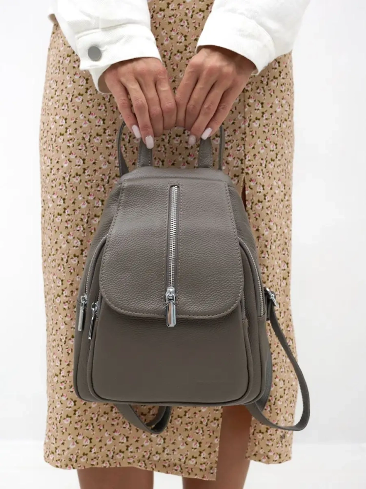 Рюкзак женский кожаный маленький Paul Rayner серый 1031-1