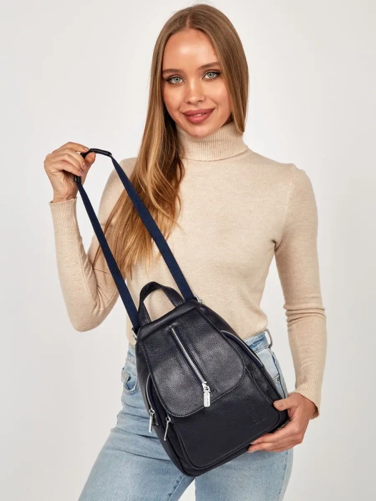 Рюкзак женский кожаный маленький Paul Rayner синий 1031-1