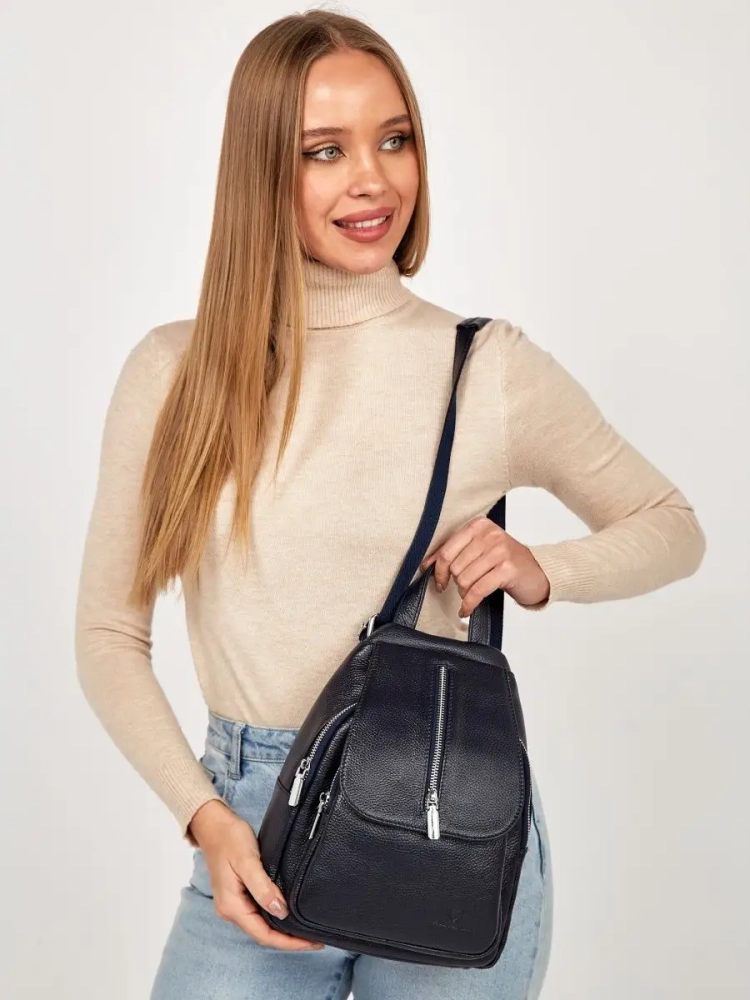 Рюкзак женский кожаный маленький Paul Rayner синий 1031-1