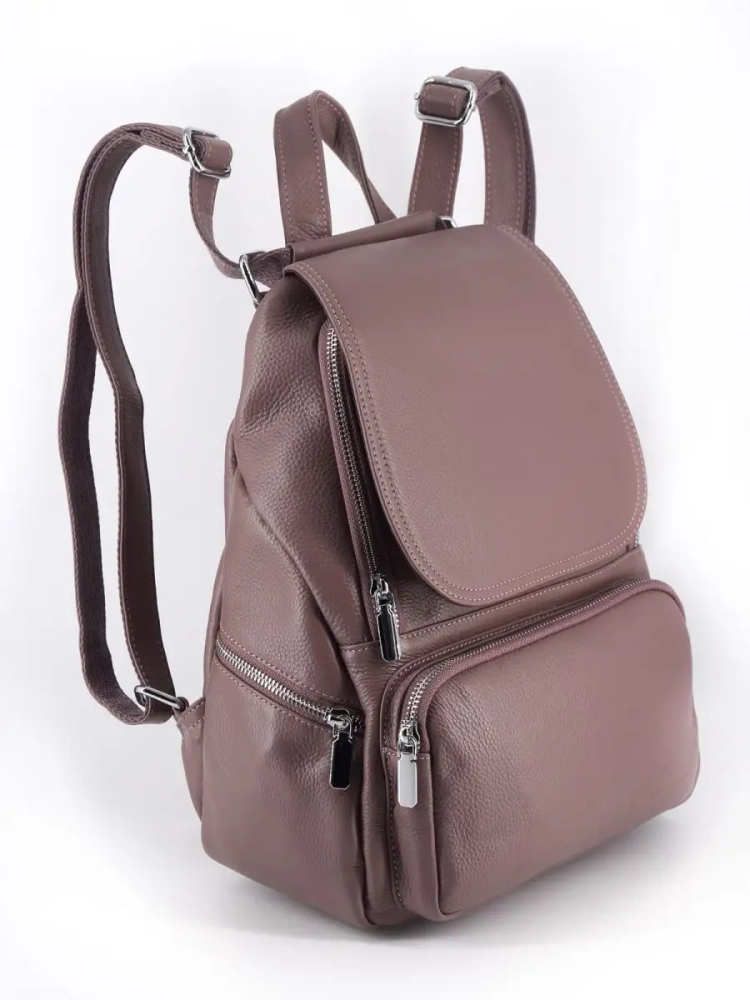 Женский кожаный городской рюкзак PR розовый 1029