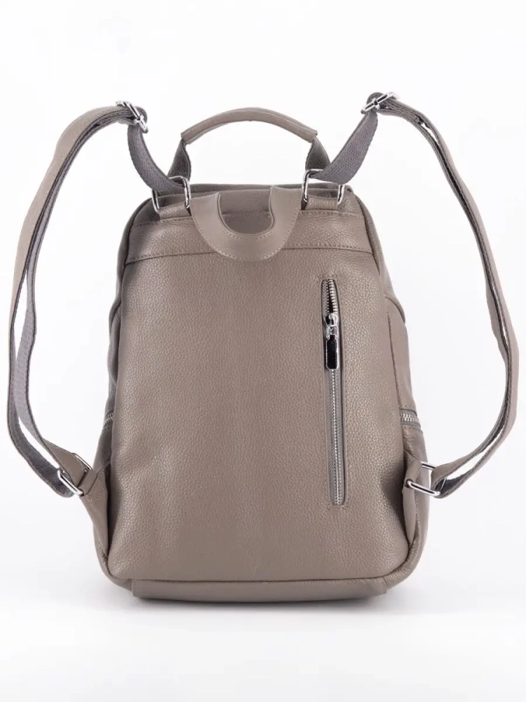 Женский кожаный городской рюкзак PR серый 1029