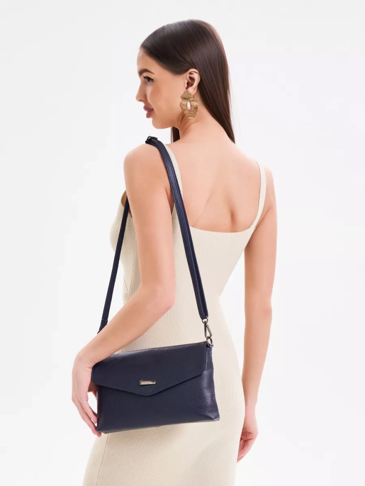 Клатч женский кожаный синий 8819