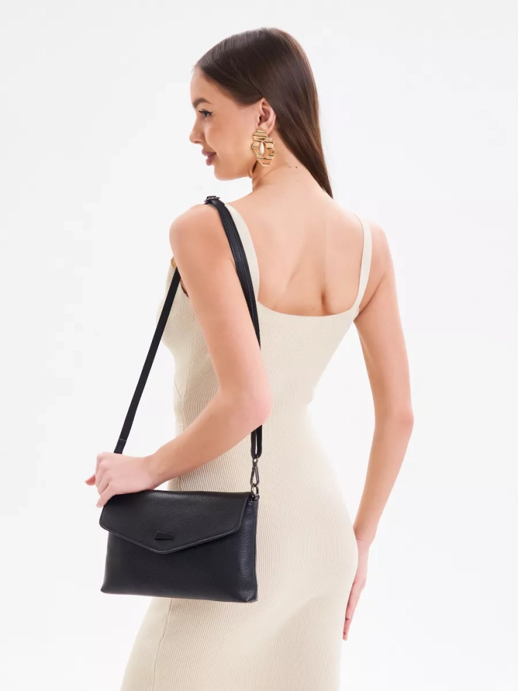 Клатч женский кожаный черный 8819