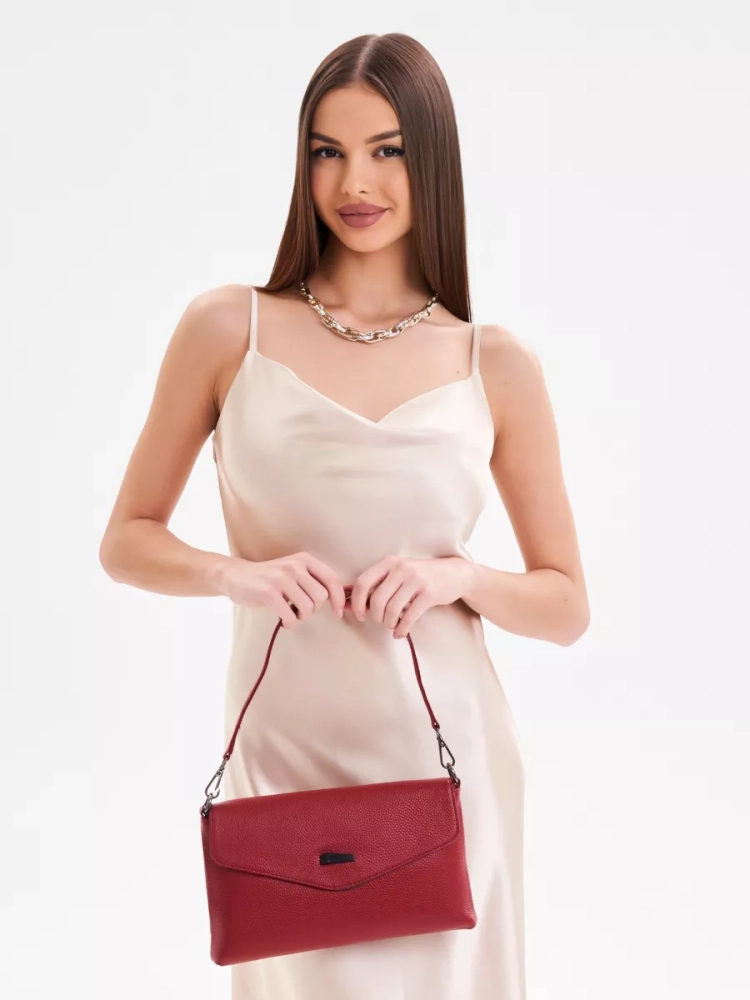 Клатч женский кожаный красный 8819